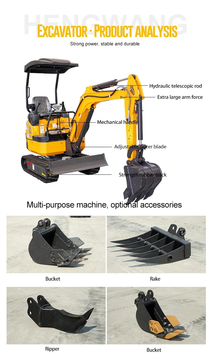 Full Hydraulic 2ton Crawler Mini Excavator Use in Highways